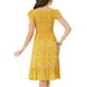thumbnail image 3 of INSPIRE CHIC Vestidos de Mujer con Mangas Cortas, Vestido Midi Floral de Primavera Verano, Amarillo S, 3 of 7