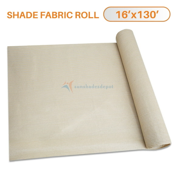 TANG Sunshades Depot 16' x 130' Shade Cloth 180 GSM HDPE Beige Fabric Roll Up to 95% Blockage UV Resistant Mesh Net