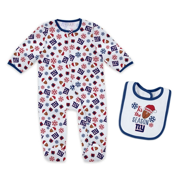 Infant & Newborn WEAR by Erin Andrews New York Giants Holiday Full-Zip Sleeper & Bib Set
