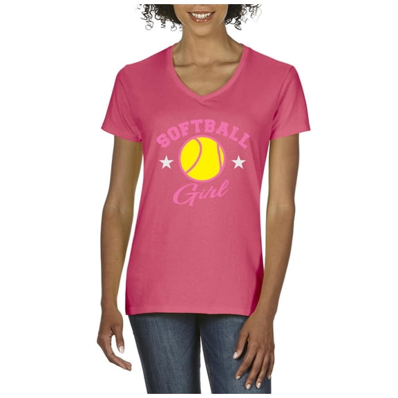 NIB - Women's T-Shirt V-Neck Short Sleeve - Softball Girl