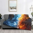 thumbnail image 2 of Naloa Red And Blue Flame Waves Flannel Blankets - Thick and Warm Blanket for Winter, Soft Fuzzy Plush King Blanket for All Seasons80"x60", 2 of 6