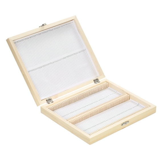 KKmoon Boîte de Rangement en Bois pour 100 Lames avec Fentes Numérotées Feuille de Contenu pour Lames de Microscope Préparées