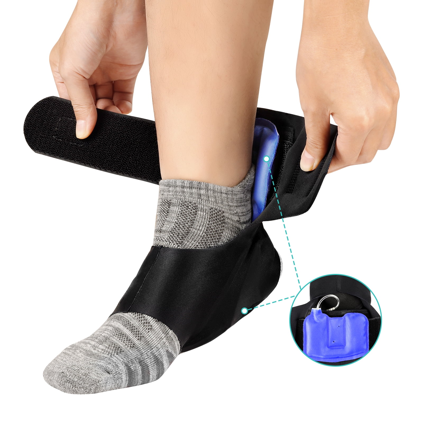 NEENCA Medical Support Ankle, Inflatable heel, Heel support is suitable for Achilles tendinitis, Plantar fasciitis, Joint pain, Swelling, Calcaneal spurs, Injury recovery (Single)