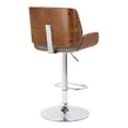 thumbnail image 3 of London Gray Faux Leather Adjustable Height Swivel Walnut Wood and Chrome Bar Stool, 3 of 8