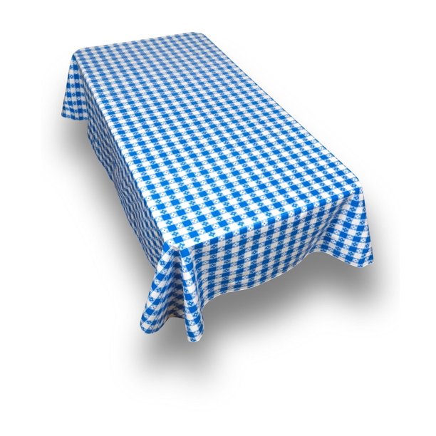 SpillGuard Buffalo Check Flannel Backed Vinyl Tablecloth (52" x 70" Oblong) Blue/ White