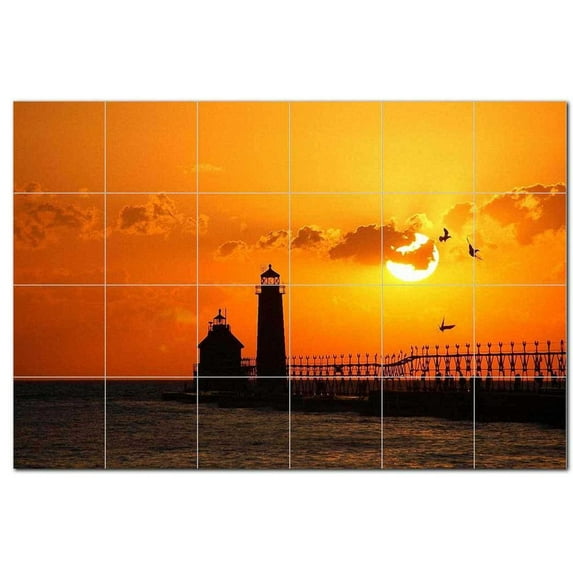 Lighthouse Ceramic Tile Mural Kitchen Backsplash Bathroom Shower, 400780-L64