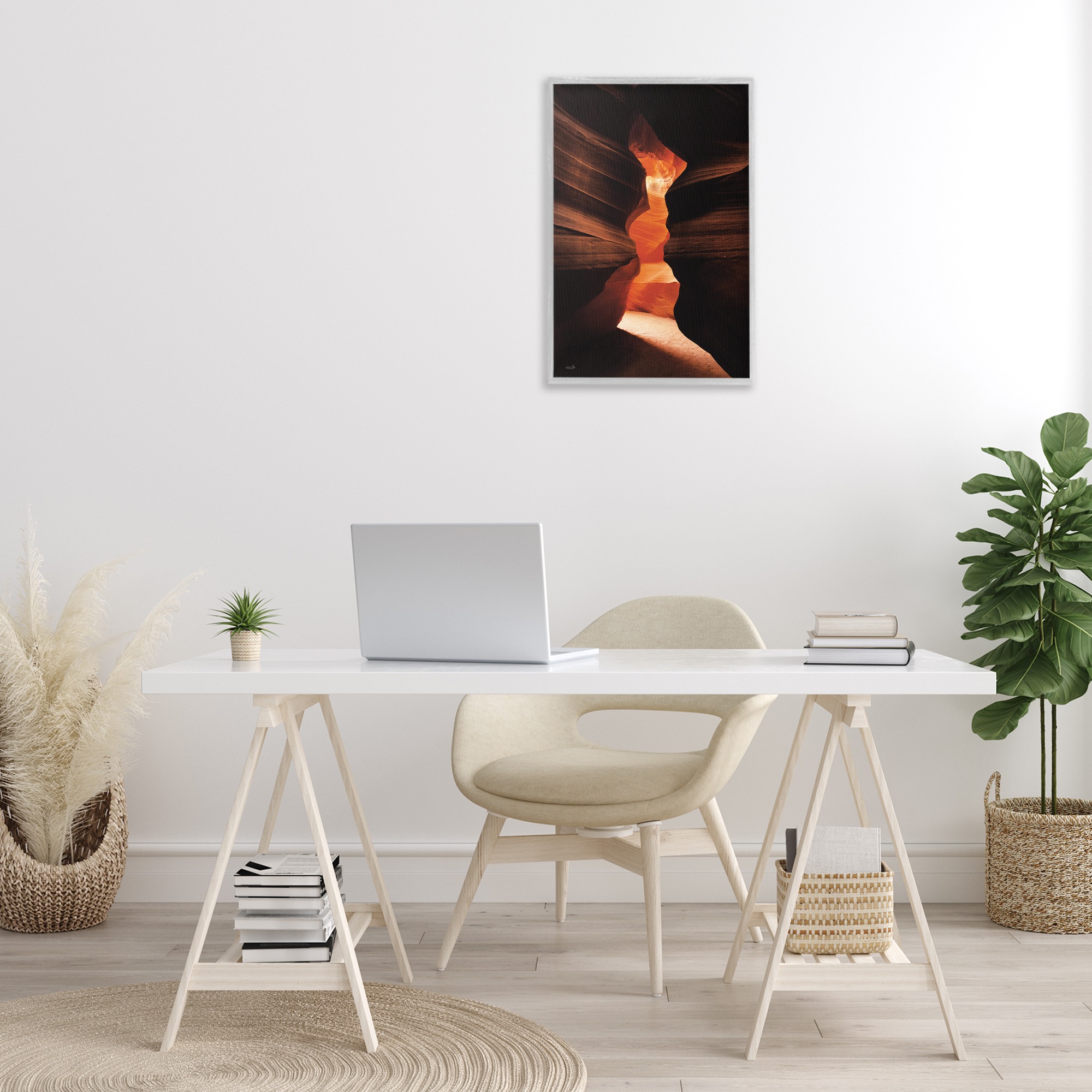 Stupell Industries Sunlit Canyon Cave Landscape Photography Gray Framed Art Print Wall Art, 16 x 24