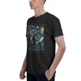 thumbnail image 4 of Bigfoot Starry Night Sasquatch Van Gogh Sky Painting Art Men's Basic Short Sleeve T-Shirt Black Small, 4 of 5