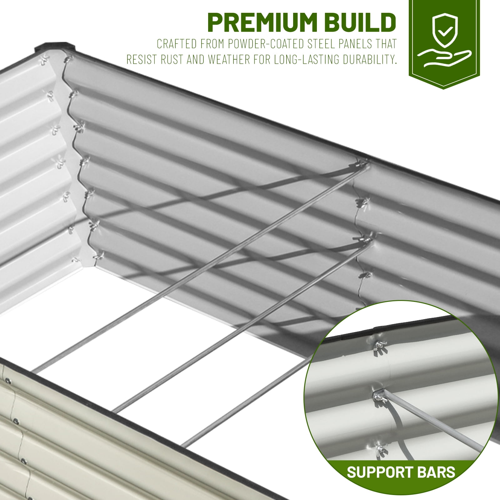 SnugNiture 8x4x2FT White Galvanized Raised Garden Bed, Large Outdoor Metal Planter Box Kit for Vegetables and Flowers