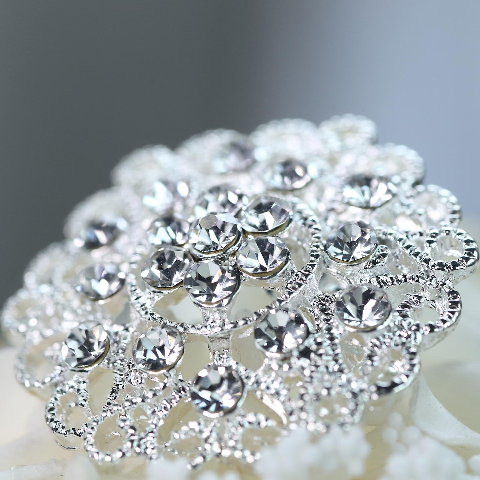 Small Rhinestone Flower Silver-color Pearl Brooches for Women