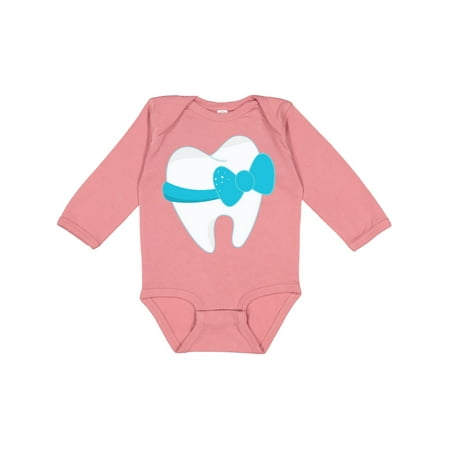 

Inktastic Tooth with a bow Gift Baby Boy or Baby Girl Long Sleeve Bodysuit