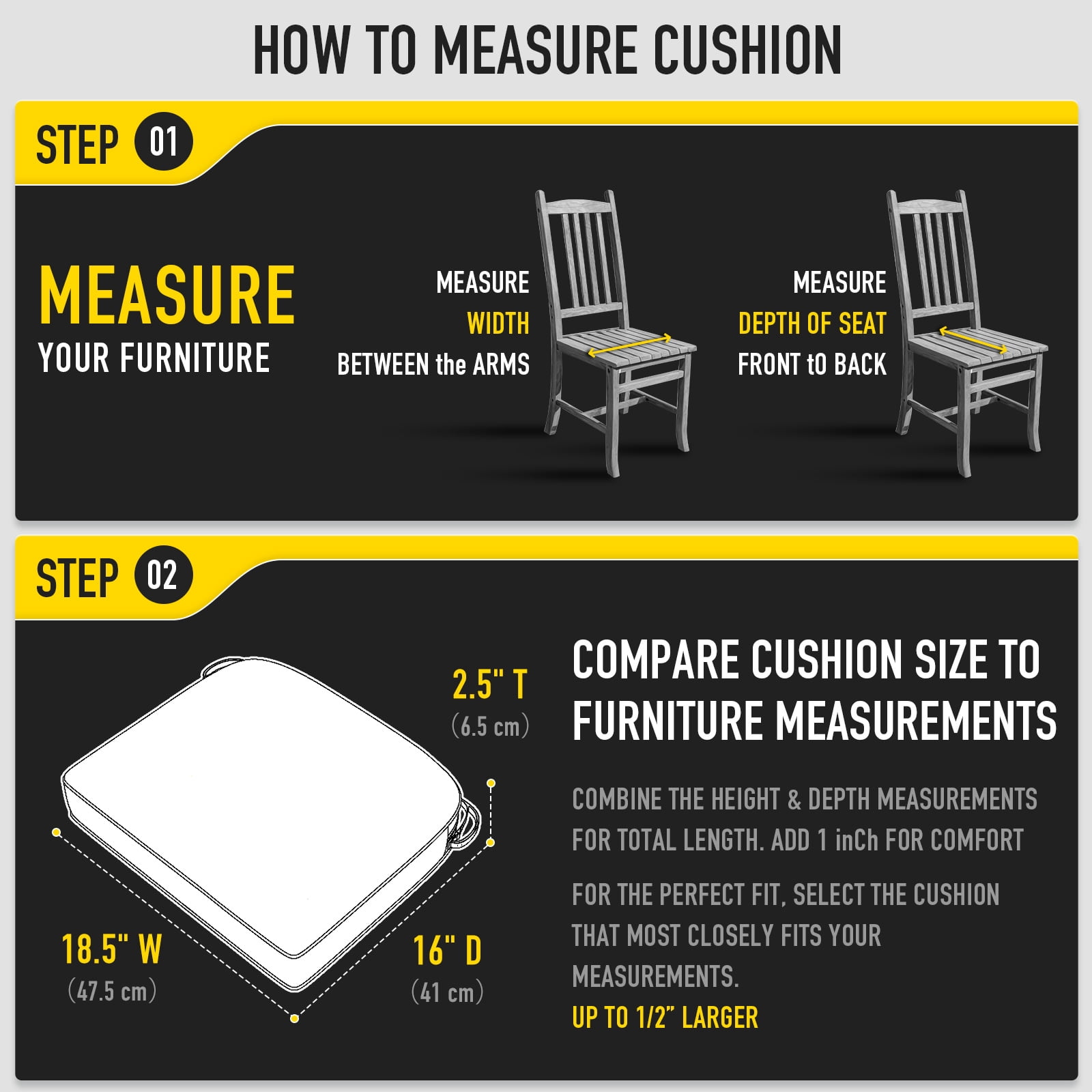 SUNROX DryFast Foam Outdoor Chair Cushion with DryMesh Drainage, All-Weather FadeShield Water Resistant Patio Furniture Cushions, Ultra Durable Patio Chair Cushions
