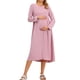 thumbnail image 1 of Vestido de maternidad y lactancia para mujeres INSPIRE CHIC, con cremallera frontal, de manga larga, cuello redondo, plisado, midi, para el embarazo, talla XL, color rosa, 1 of 6