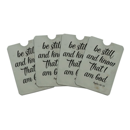 Be Still and Know that I am God Psalm Inspirational Christian Credit Card RFID Blocker Holder Protector Wallet Purse Sleeves Set of
