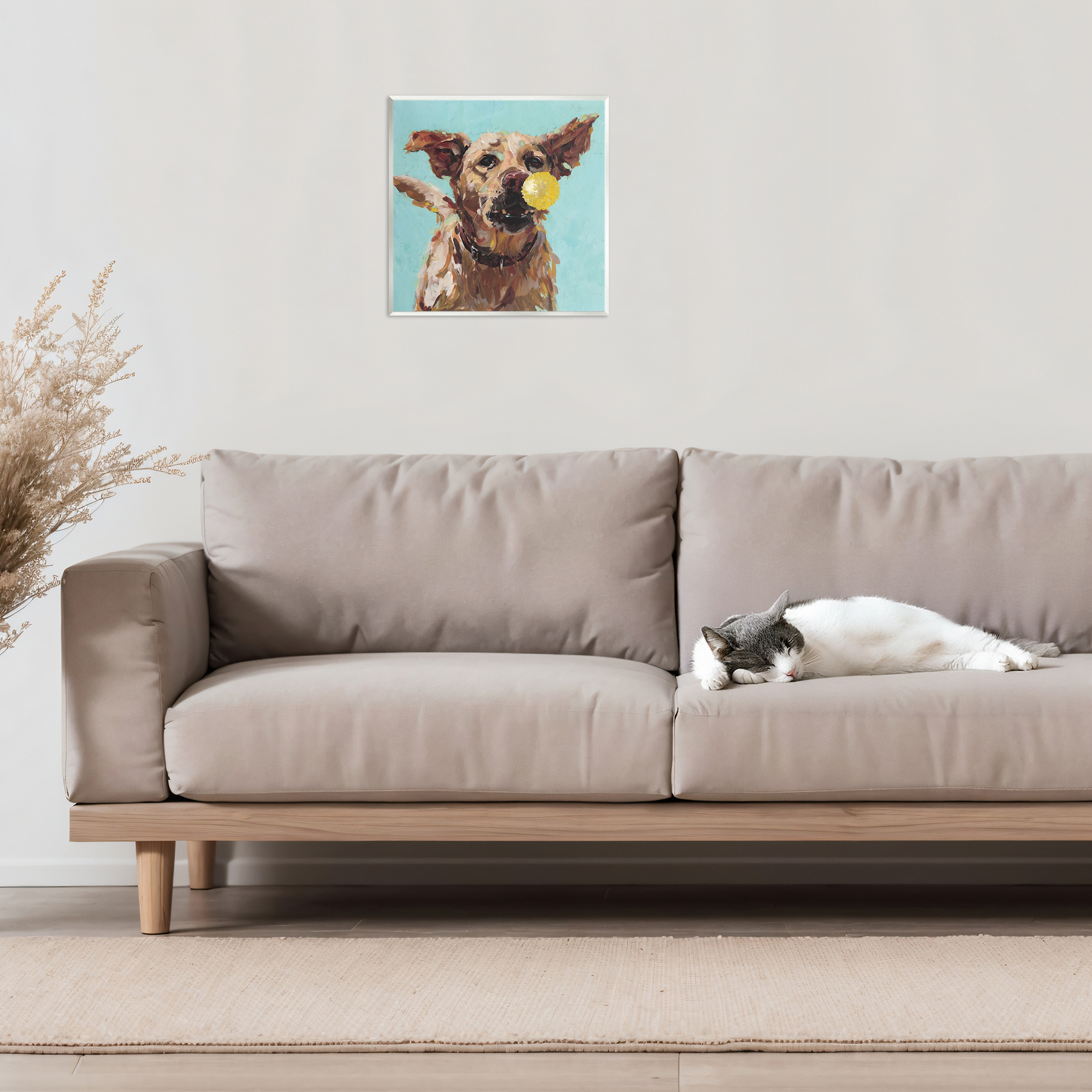 Dog Playing with Ball Wall Plaque Art, design by Studio Bautista