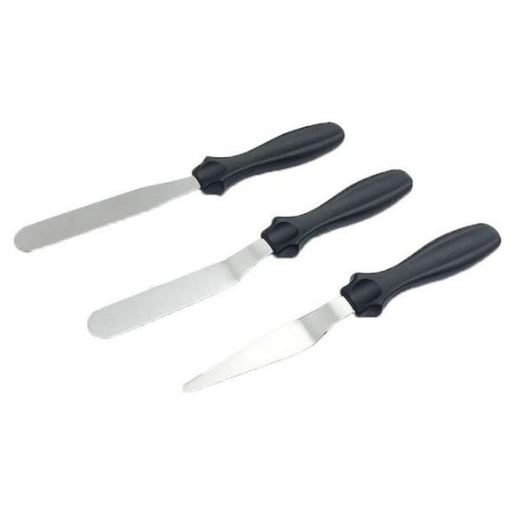 Stainless Steel Spatula Three-piece Set Of Cake Cream Tools Straight Spatula Curved Cutlass Baking Diy Tools