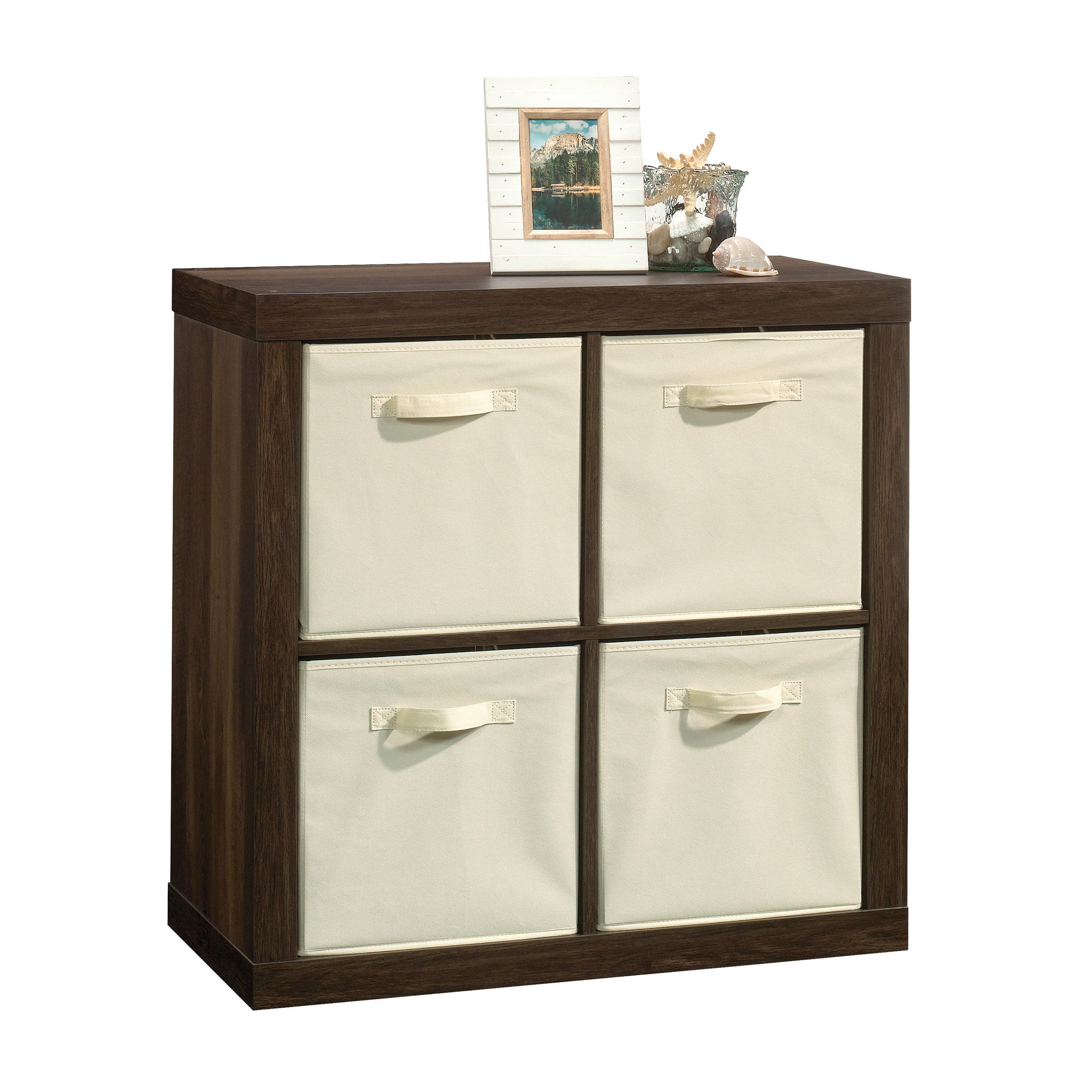 Sauder Stowaway Cube Storage 4Cube Organizer, Smoked Oak Finish
