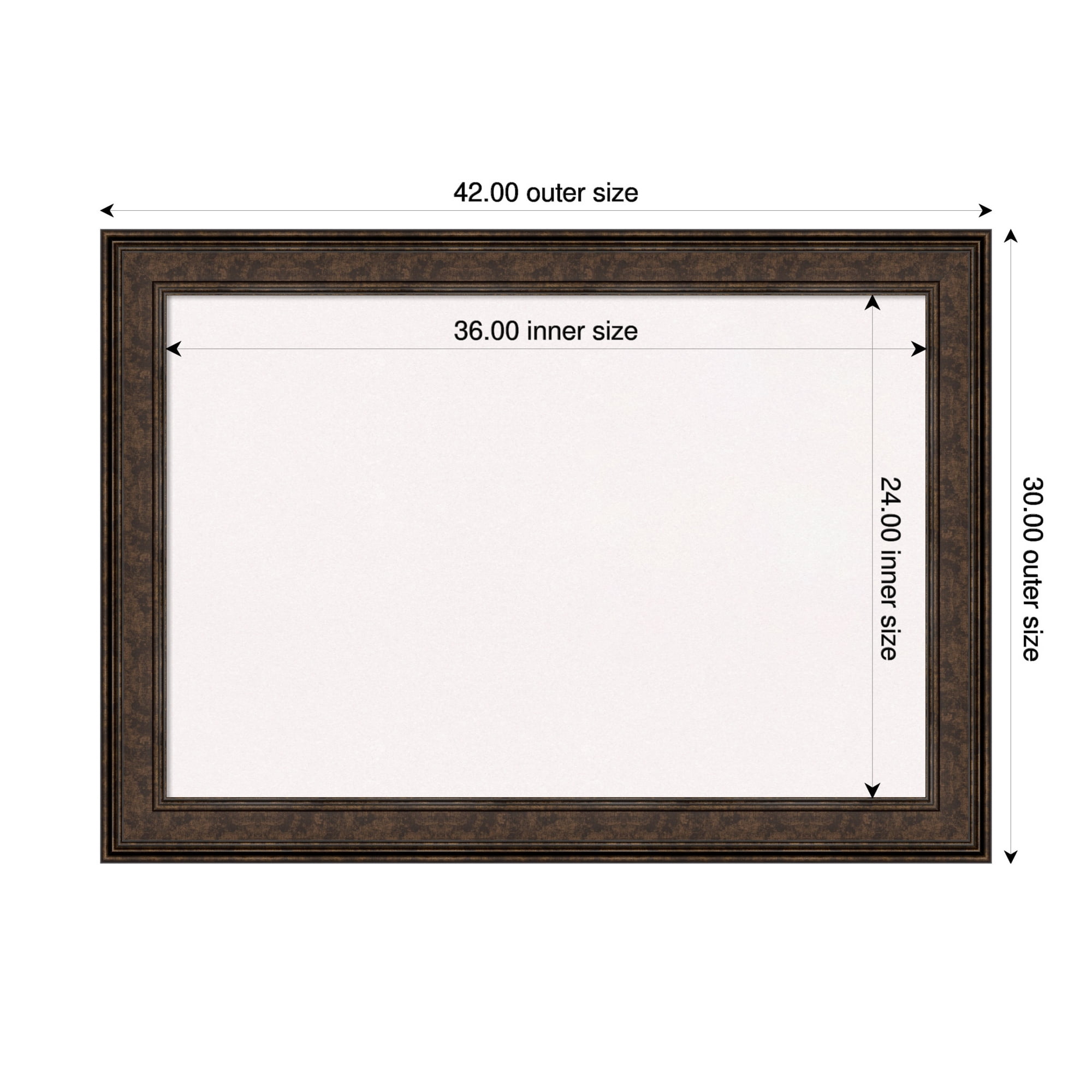 Amanti Art White Cork Board Framed Ridge Bronze Bulletin Board 42 in. x 30 in.