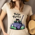 thumbnail image 2 of Potion Purrfect Cat Shirt for Adults, Funny Halloween Witch Cauldron Tee, Natural, Size M, 2 of 6