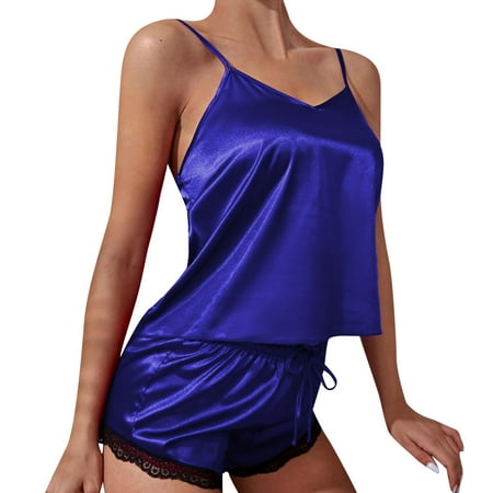 

ZIZOCWA Silk Lingerie for Women M 2 Women Silk Satin Ruffled Pajamas Sets Cami Shorts Sets Sleepwear Girls Slippers Size 3 4