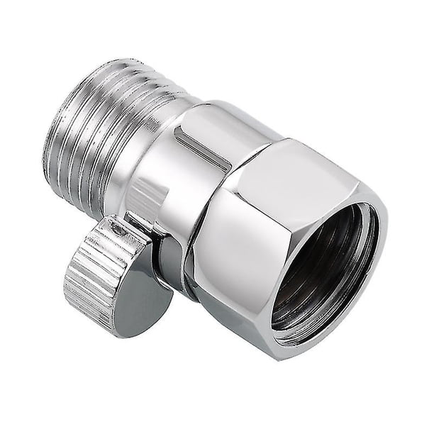 Válvula de encendido y apagado para ducha, cabezal de ducha de latón, adaptador de manguera, desviador de grifo, válvula de cierre de compresión (2 unidades, plateada)