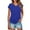 Blue, variant on YUGYXL Classic Short Sleeve Shirts for Women Summer Trendy Ruched Tops Lounge V Neck Tunics Blouses Outdoor Tees Purple L