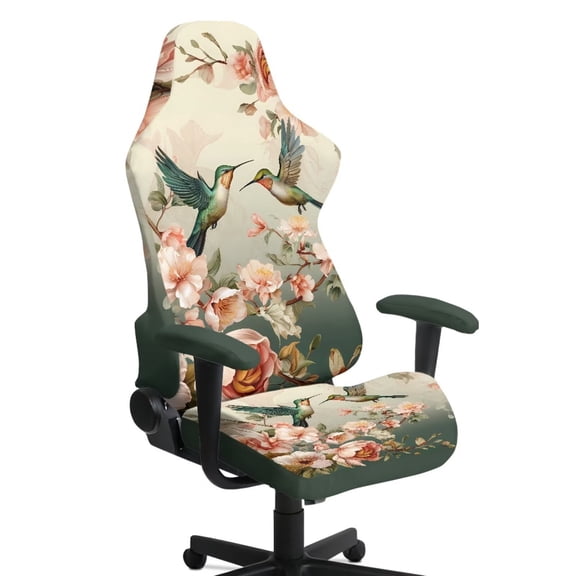 Binienty Hummingbird Flower Gaming Chair Covers Scratchproof Elastic Classic Seat Cushion Protectors Slipcover 4 Piece for Home, Office Decorations