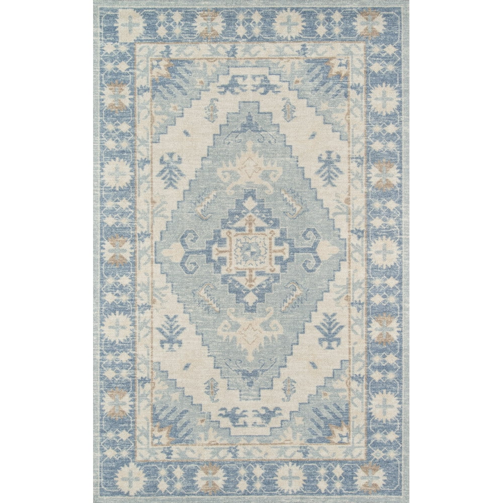 Momeni Anatolia Wool and Nylon Machine Made Blue Area Rug 6'6" X 9