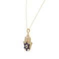 thumbnail image 2 of 925 Sterling Silver Yellow Gold-Tone Baguette White Blue CZ Star of David Hamsa Pendant Necklace, 2 of 2