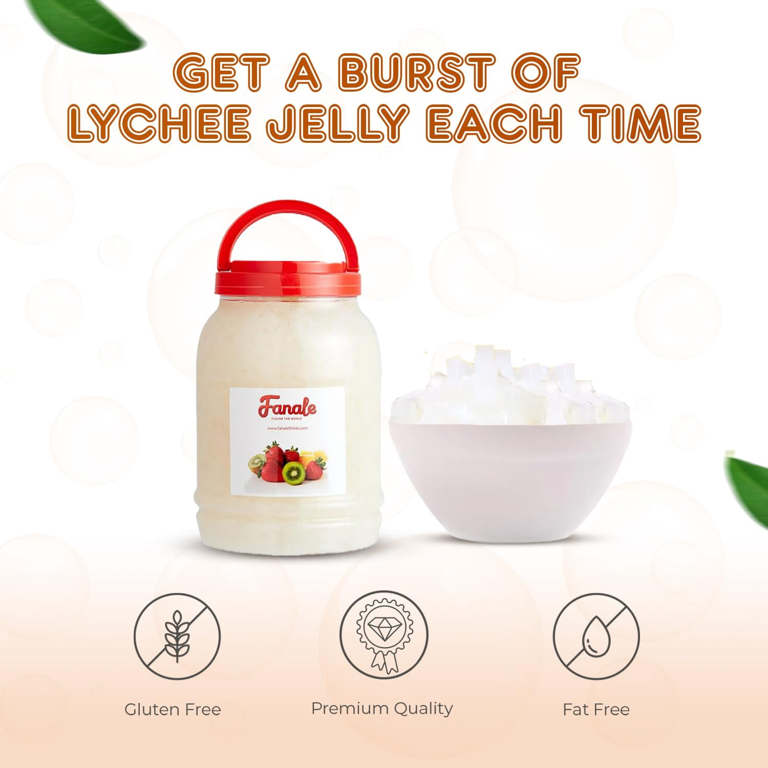 Fanale Coconut Jelly Topping with Lychee Flavor | 8.3 lb | Bubble Tea Topping | Pack of 1