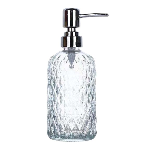 AOLIGEI Soap Dispenser, Clear Glass Hand Wash Soap Dispenser for Bathroom with Stainless Steel Pump, Decorative Liquid Bottle for Kitchen