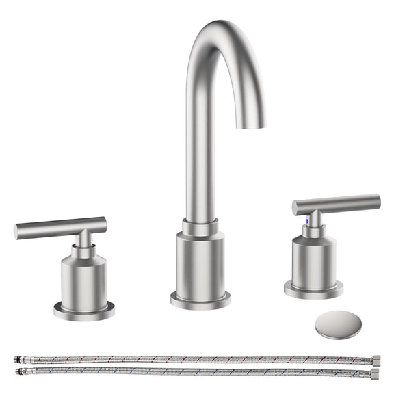 Kselythan 8 inch Bathroom Faucet 3 Hole, 2-Handle Bathroom Sink Faucet,   Widespread Bathroom Centerset Faucet Set with Drain Assembly