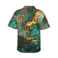 thumbnail image 3 of Balery Emerald Color Gold Marble Print Men's Hawaiian Shirts Short Sleeve Beach Shirt Relaxed Fit Vacation Button Down Shirts-, 3 of 9