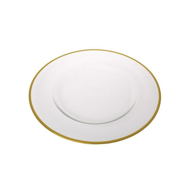 Classic Touch CG764 13 in. Clear Chargers with Gold Rim, Set of 4