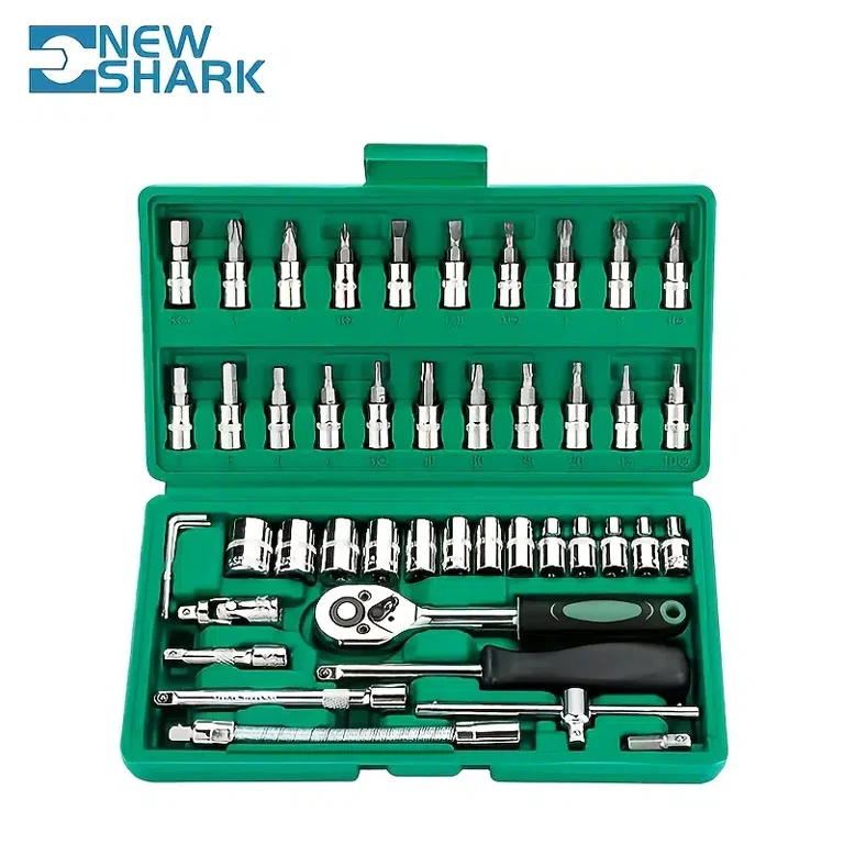 Generic 46 pièces 1/4 inch Drive Socket clé à cliquet Set avec Bit Socket  Set métrique et barre d'extension - Prix pas cher