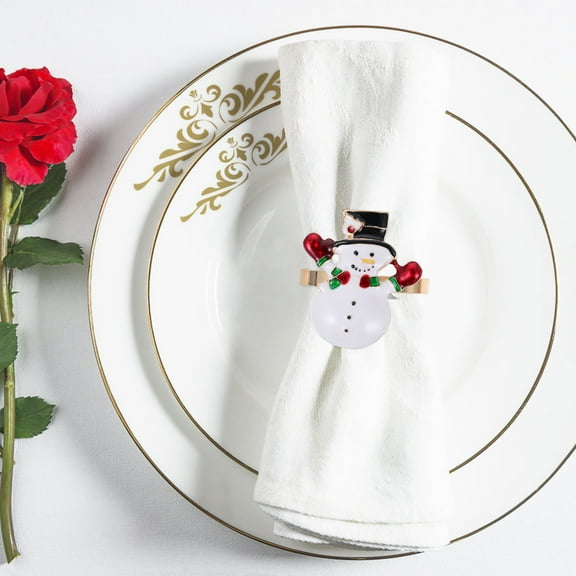 HEMOTON  4 Pcs Snowman Napkins Rings Buckle Christmas Table Decorations Themed Banquet
