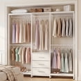 thumbnail image 2 of Homieasy 39.5'' - 65.5" W Closet System with Drawers and Hanging Rods, White, 2 of 7