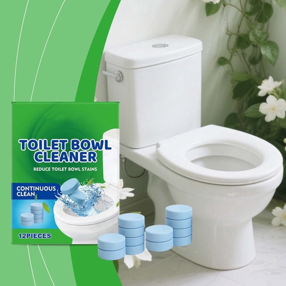 12-Pack Toilet Bowl Cleaner Tablets – Automatic Drop-in Tank Fresheners, Stain & Limescale Removal, Long-Lasting Deodorizer