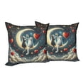 thumbnail image 2 of Ambesonne Cat Throw Pillow Cover Pack of 2, Toasting Romantic Moon Hearts, 2 Pcs-18"x18", Dark Night Blue Vermilion, 2 of 5