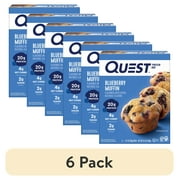 (6 pack) Quest Protein Bar, Blueberry Muffin Flavor, 20g of Protein, Gluten Free, 4 Count