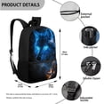 thumbnail image 3 of Uorisanigo 4 in 1 Schoolbag Set for Teens, Blue Wolf Backpack with Lunch Bag Pencil Case Water Bottle Holder Pouch, 4 PCS, Boys, Bookbag School Daypacks for Elementary Middle, 3 of 7
