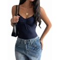 thumbnail image 2 of Women Y2K Sweetheart Neck Sleeveless Crop Tank Tops Backless Pleated Bustier Camis Going Out Top Dark Blue XL, 2 of 7