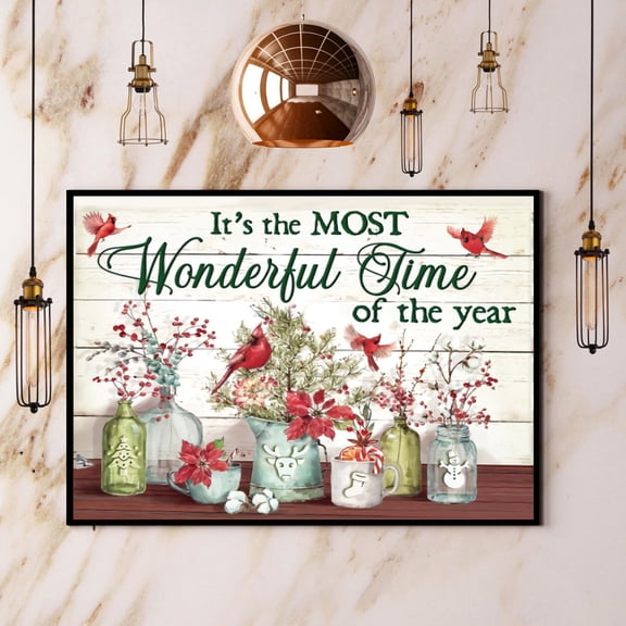 Cardinal It'S The Most Wonderful Time Of The Year Merry Christmas Paper Poster No Frame 11 x 17 Inch Poster