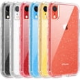 thumbnail image 4 of ULAK iPhone XR Case, Hybrid Hard PC Back Cover and Front Bumper Frame Phone Case for Apple iPhone XR 6.1 inch for Women Girls, Clear Glitter, 4 of 10