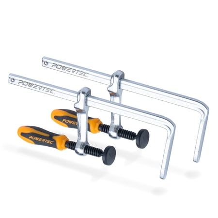 UPC: 0843441104162 | POWERTEC 71409 Quick Screw Guide Rail Clamp for MFT and Guide Rail System  7  Capacity x 2-3/8” Throat Depth – 2 Pack