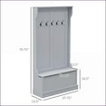 thumbnail image 2 of Hall Tree with Storage Bench, 3-in-1 38'' Entryway Organizer with Coat Hooks & Shoe Storage, Gray | MDF | Coat Racks, 2 of 10