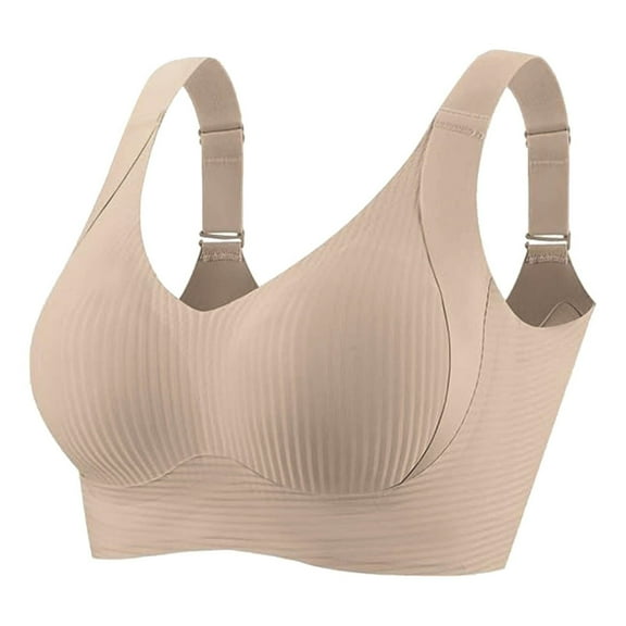 Breezora Women's Supportive Non Padded Wireless Bralette Seamless Comfort Stretch Fabric Everyday Wear Light Support Sport Non Beige