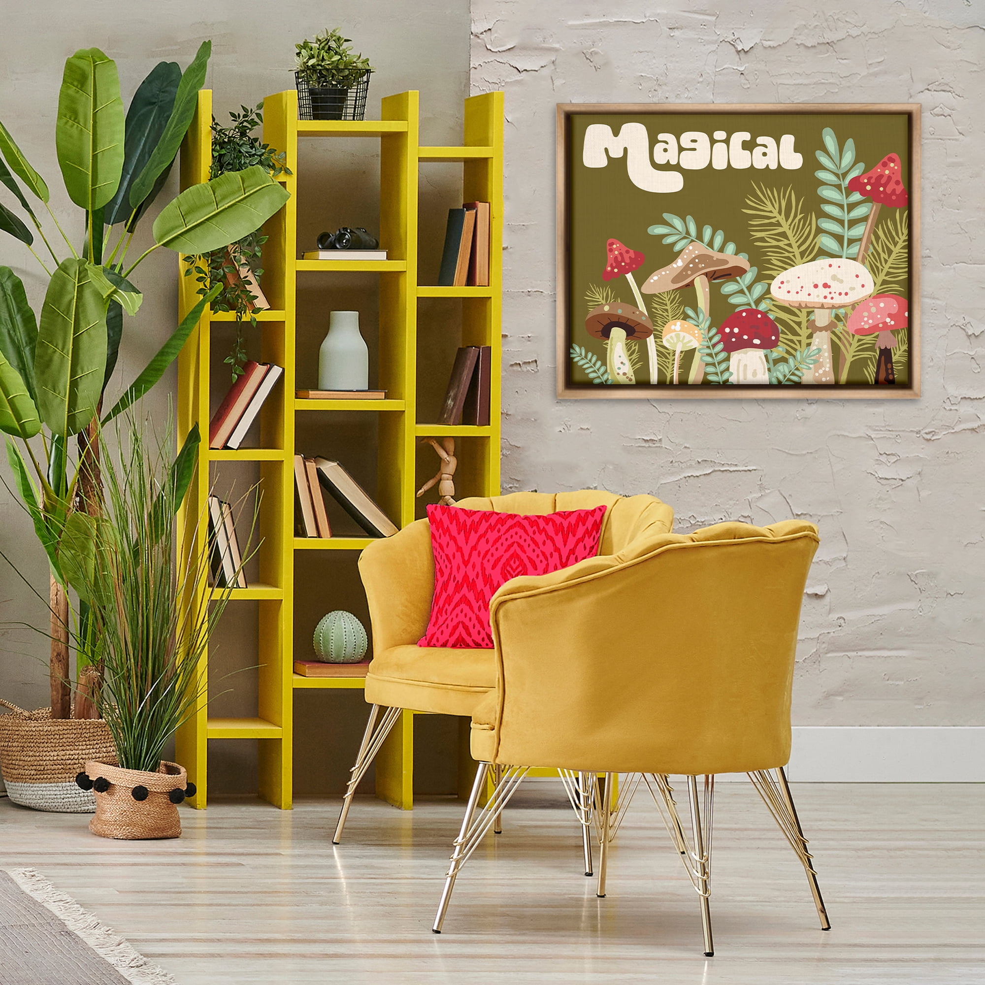 Stupell Industries Magical Botanical Mushrooms Botanical & Floral Painting Brown Floater Framed Art Print Wall Art, 31 x 25