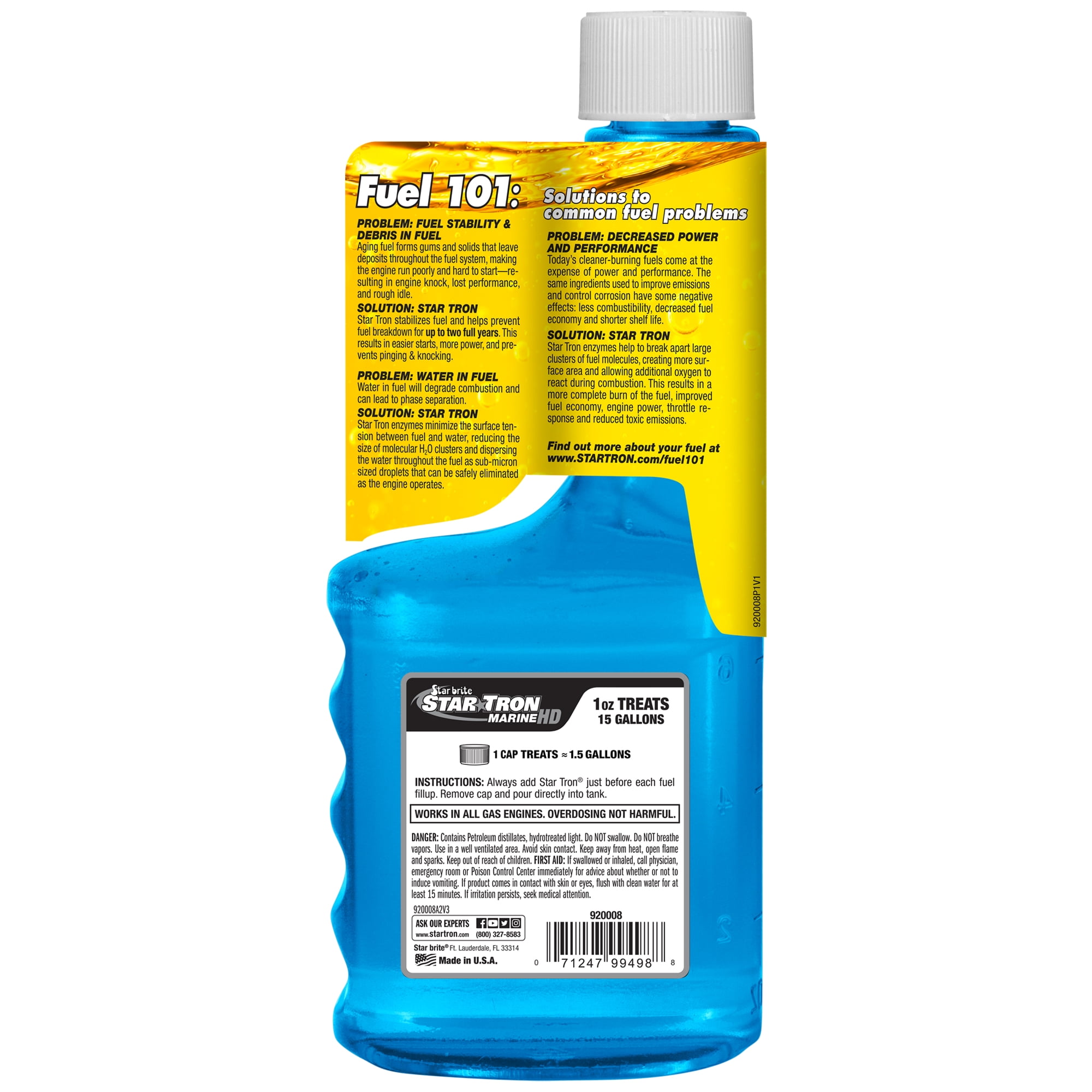 Star Tron Enzyme Fuel Treatment - Marine Heavy Duty Formula - Stabilizes Fuel, Eliminates Gum & Carbon Deposits, Improves Fuel Economy - Treats 240 Gallons