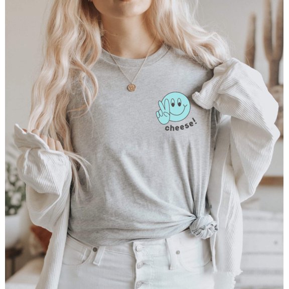 VICTORY SMILEY FACE Grpahic Short sleeve Tees